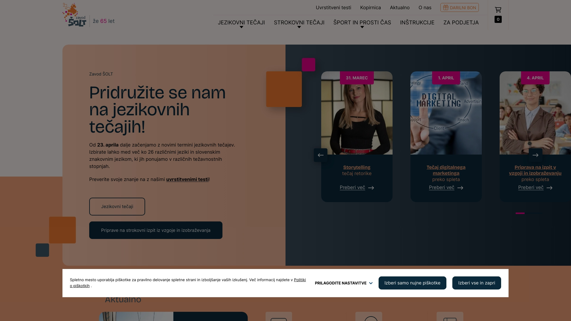 Zavoda ŠOLT - Prenova spletnega mesta